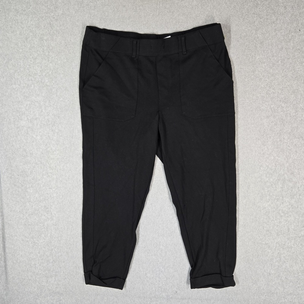 Democracy Women Pants XL Black Nylon Rayon Cargo High Rise Stretch READ